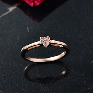 D'Joy Natural Pink Diamond Accent Star Ring in 18K Vermeil Rose Gold Over Sterling Silver (Size 8.0)
