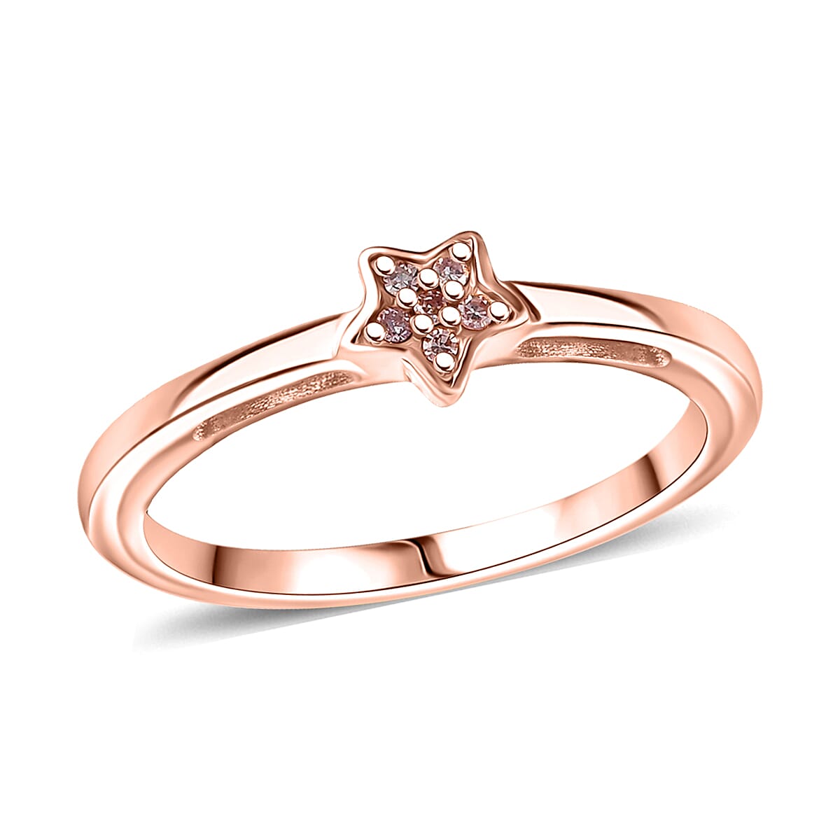 D'Joy Natural Pink Diamond Accent Ring in 18K Vermeil Rose Gold Over Sterling Silver (Size 10.0)