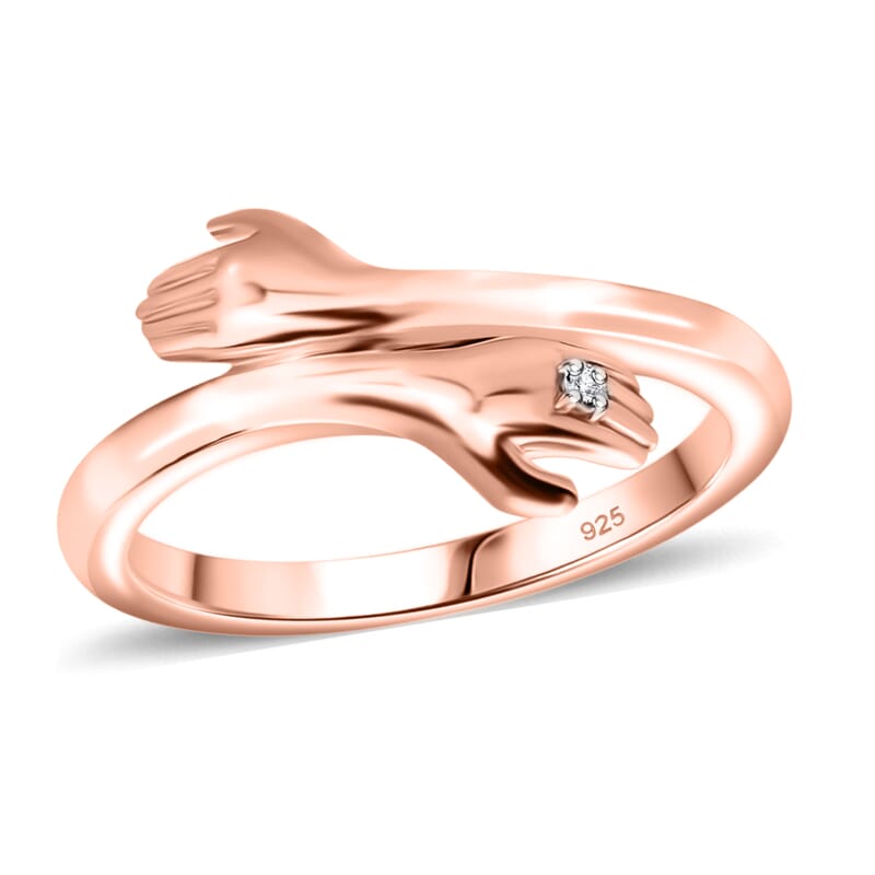 D'Joy Natural Pink Diamond (I3) Accent Ring in 18K Vermeil RG Over Sterling Silver (Size 10.0)