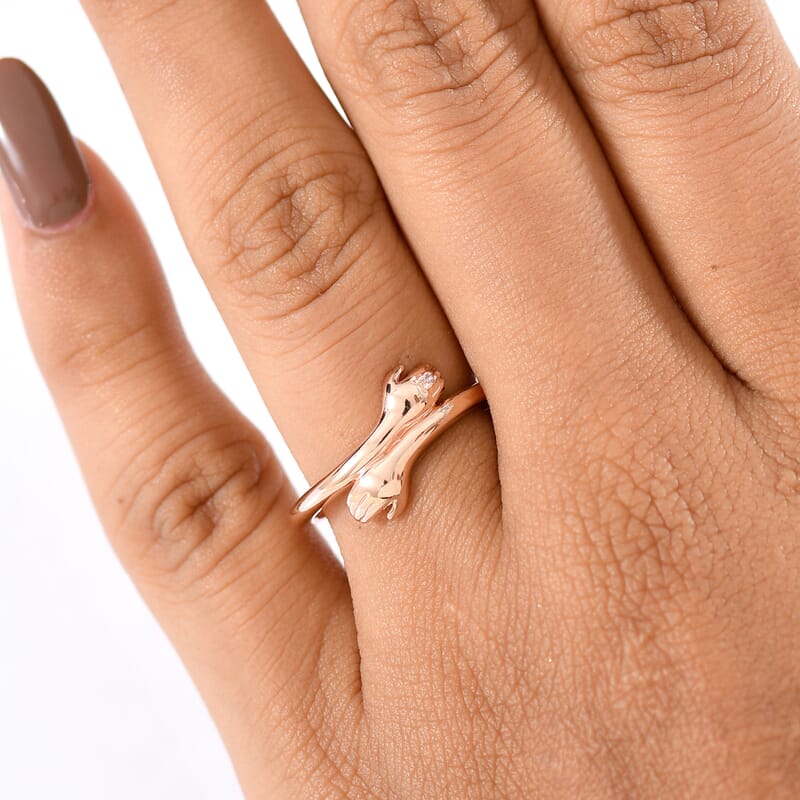 D'Joy Natural Pink Diamond (I3) Accent Ring in 18K Vermeil RG Over Sterling Silver (Size 10.0)
