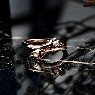 D'Joy Natural Pink Diamond (I3) Accent Ring in 18K Vermeil RG Over Sterling Silver (Size 7.0)