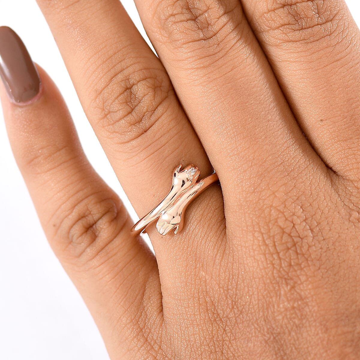 D'Joy Natural Pink Diamond (I3) Accent Ring in 18K Vermeil RG Over Sterling Silver (Size 7.0) image number 2