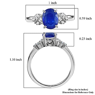GP Royal Art Deco Collection AAA Tanzanian Blue Spinel and I2 Diamond 2.35 ctw Ring in 10K White Gold (Size 12.0)