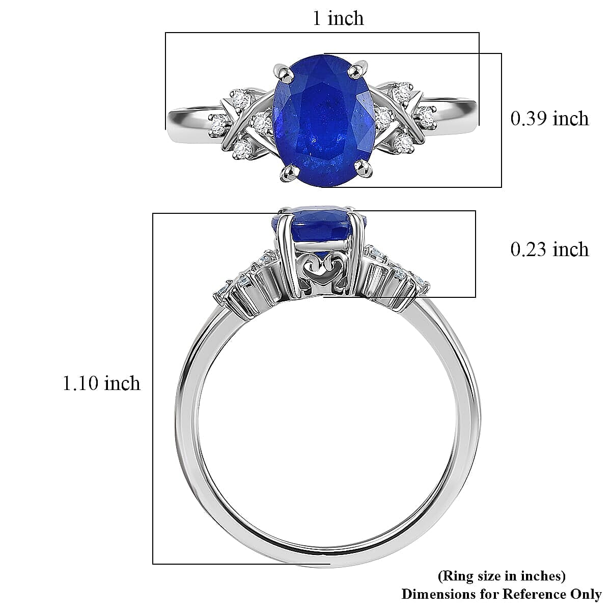 GP Royal Art Deco Collection AAA Tanzanian Blue Spinel and I2 Diamond 2.35 ctw Ring in 10K White Gold (Size 7.5) image number 6
