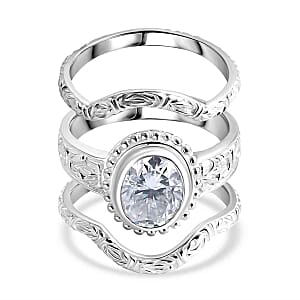 D'Joy Moissanite 2.77 ctw Ring in Sterling Silver (Size 8)