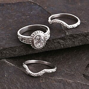 D'Joy Moissanite 2.91 ctw Ring in Sterling Silver (Size 9.0) (8.94 g)