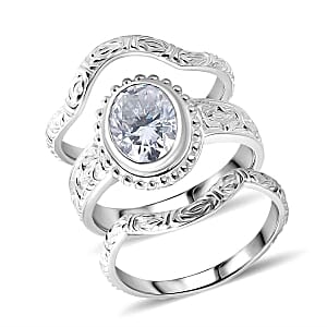D'Joy Moissanite 2.91 ctw Ring in Sterling Silver (Size 9.0) (8.94 g)