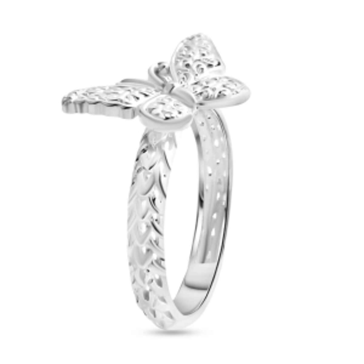 Plain Metal Butterfly Ring in Sterling Silver (Size 10) image number 3