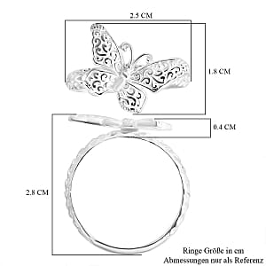 Plain Metal Butterfly Ring in Sterling Silver (Size 10)