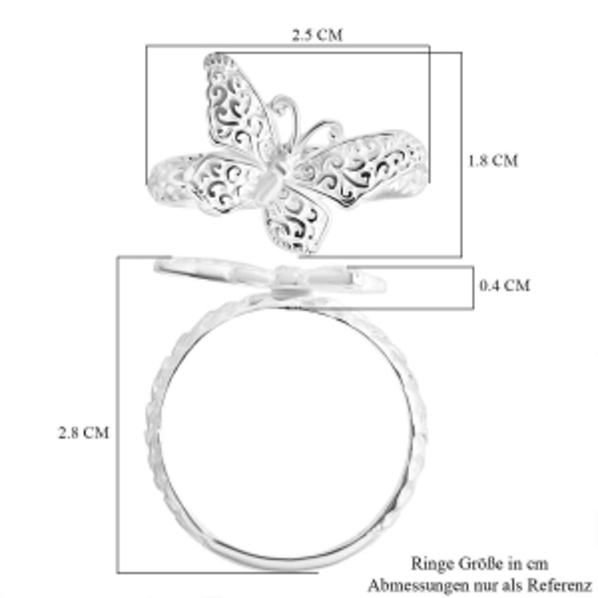 Plain Metal Butterfly Ring in Sterling Silver (Size 10) image number 5