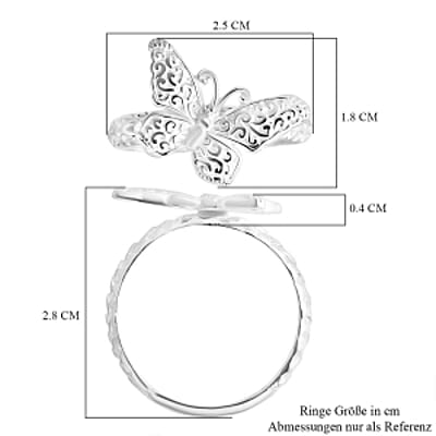 Plain Metal Butterfly Ring in Sterling Silver (Size 10)