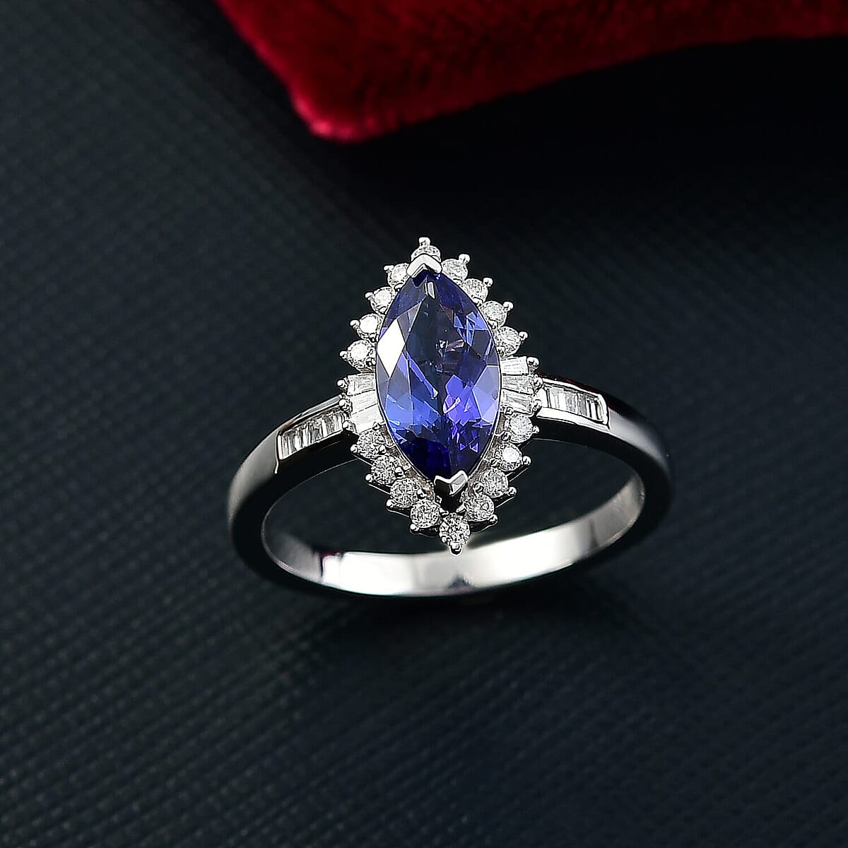 Luxoro AAA Tanzanite and I2 Diamond 2.00 ctw Helix Nebula Ring in 10K White Gold (Size 10.0) image number 1