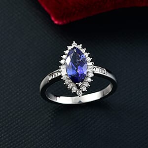 Luxoro AAA Tanzanite and I2 Diamond 2.00 ctw Helix Nebula Ring in 10K White Gold (Size 10.0)