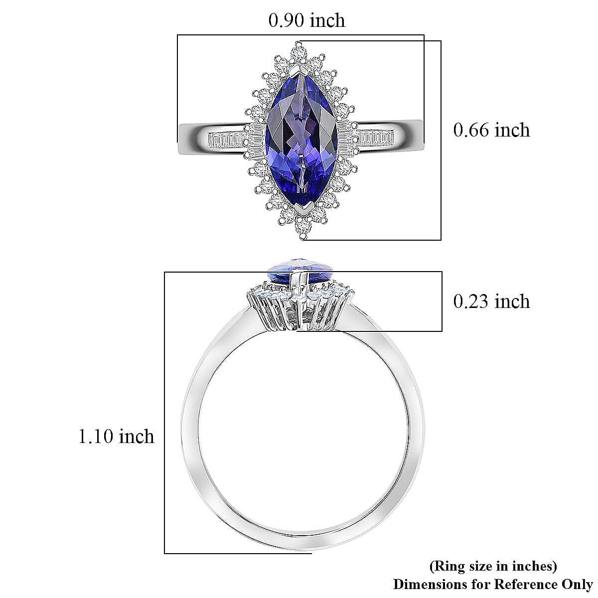Luxoro AAA Tanzanite and I2 Diamond 2.00 ctw Helix Nebula Ring in 10K White Gold (Size 10.0) image number 5