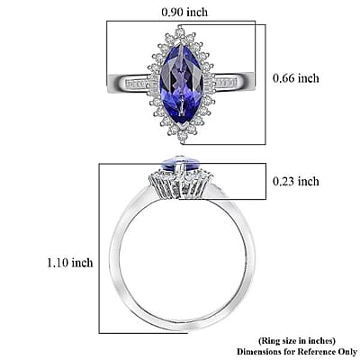 Luxoro AAA Tanzanite and I2 Diamond 2.00 ctw Helix Nebula Ring in 10K White Gold (Size 10.0)
