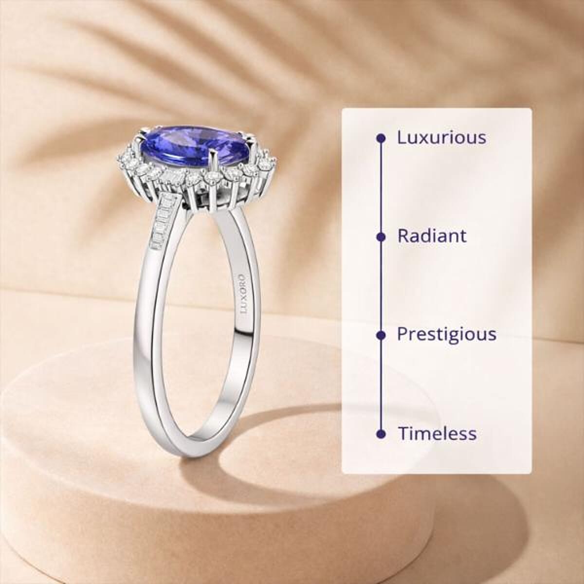 Luxoro AAA Tanzanite and I2 Diamond 2.00 ctw Helix Nebula Ring in 10K White Gold (Size 10.5) image number 3