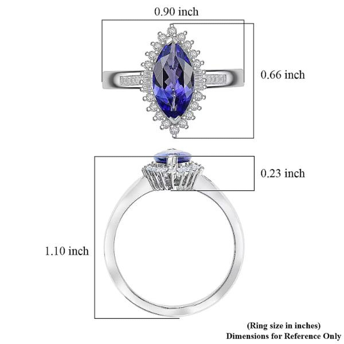 Luxoro AAA Tanzanite and I2 Diamond 2.00 ctw Helix Nebula Ring in 10K White Gold (Size 10.5) image number 5