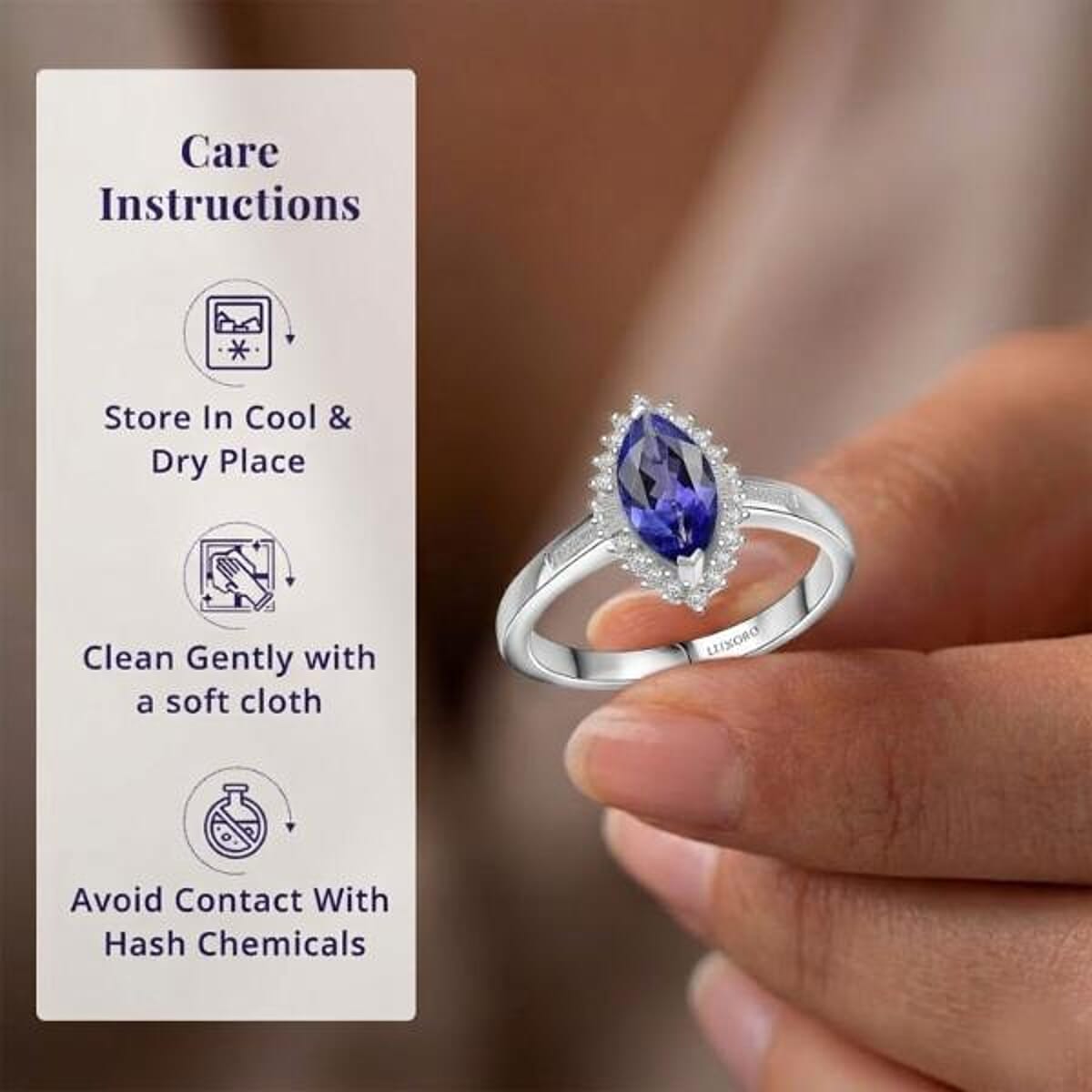 Luxoro AAA Tanzanite and I2 Diamond 2.00 ctw Helix Nebula Ring in 10K White Gold (Size 11.0) image number 4