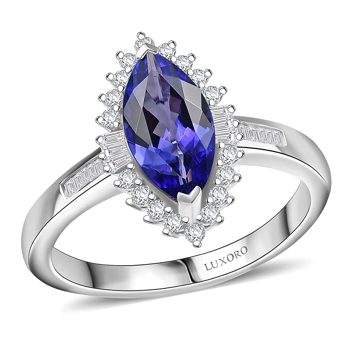 Luxoro 10K White Gold AAA Tanzanite, Diamond (I2) (0.27 cts) Ring (Size 10.0) 2.00 ctw image number 0