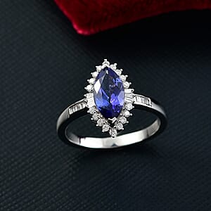 Luxoro AAA Tanzanite and I2 Diamond 2.00 ctw Helix Nebula Ring in 10K White Gold (Size 7.0)