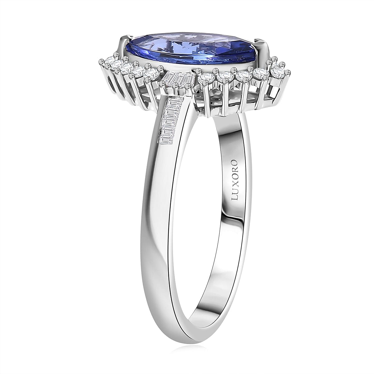 Luxoro AAA Tanzanite and I2 Diamond 2.00 ctw Helix Nebula Ring in 10K White Gold (Size 7.0) image number 3
