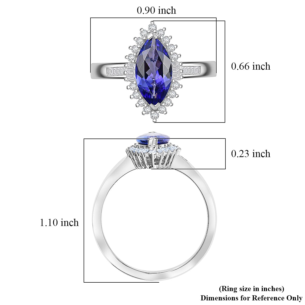 Luxoro AAA Tanzanite and I2 Diamond 2.00 ctw Helix Nebula Ring in 10K White Gold (Size 7.0) image number 5