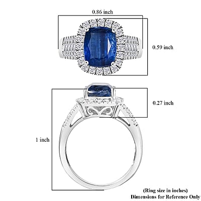 D'Joy Kashmir Kyanite, Moissanite Ring in Rhodium Over Sterling Silver 4.50 ctw (Size 10.0)