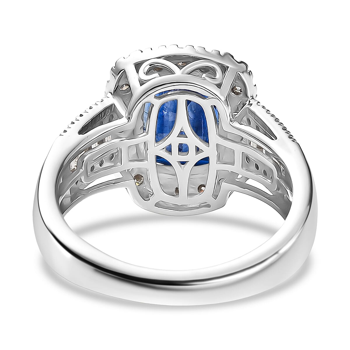 D'Joy Nilamani and Moissanite 4.50 ctw Midnight Majesty Ring in Rhodium Over Sterling Silver (Size 5.0) image number 4