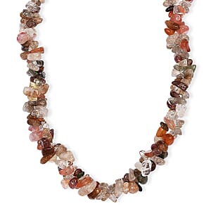 EverTrue Multi Rutilated Quartz 405.00 ctw Chips Necklace in Platinum Bond 20 Inches