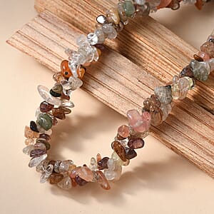 EverTrue Multi Rutilated Quartz 405.00 ctw Chips Necklace in Platinum Bond 20 Inches