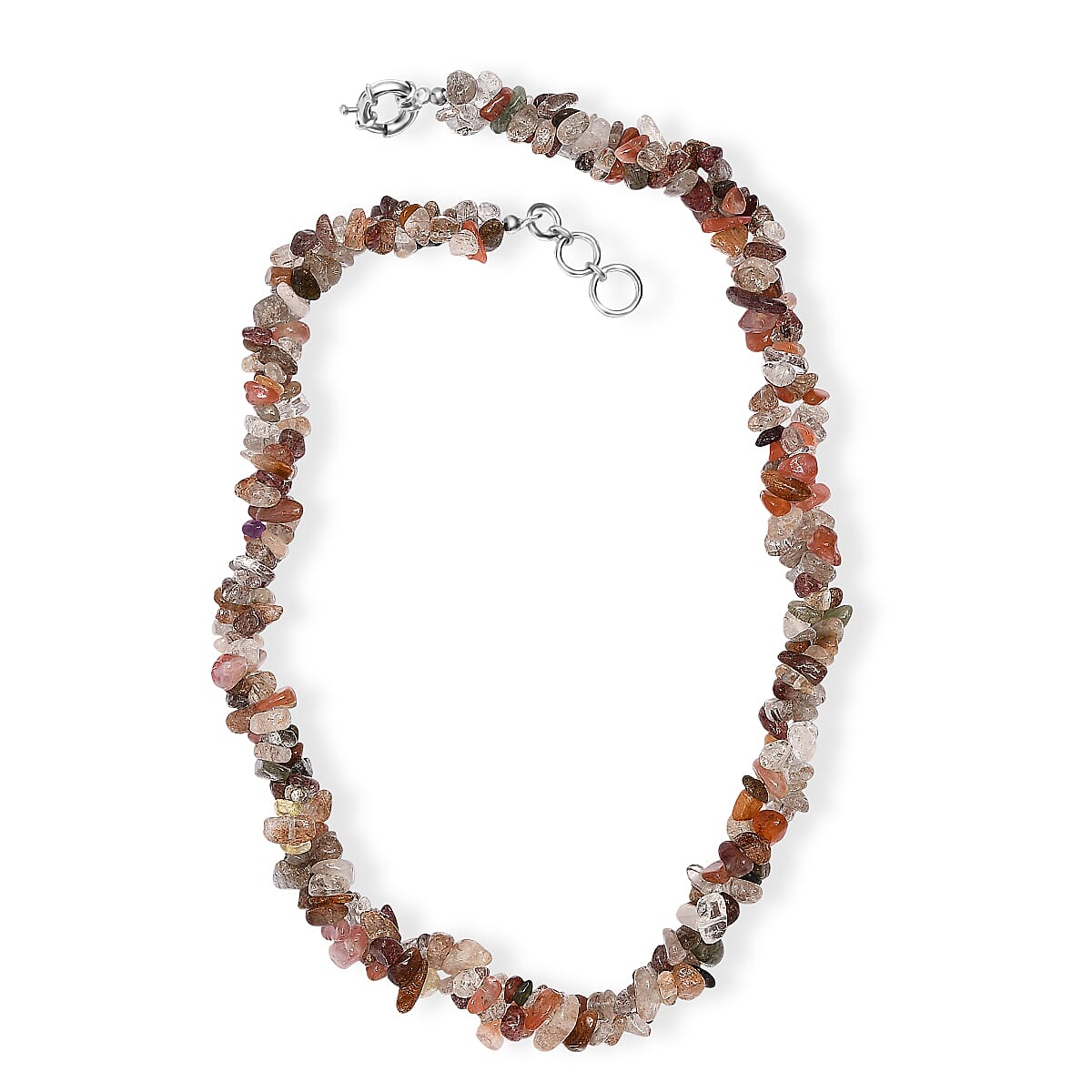 EverTrue Multi Rutilated Quartz 405.00 ctw Chips Necklace in Platinum Bond 20 Inches image number 3