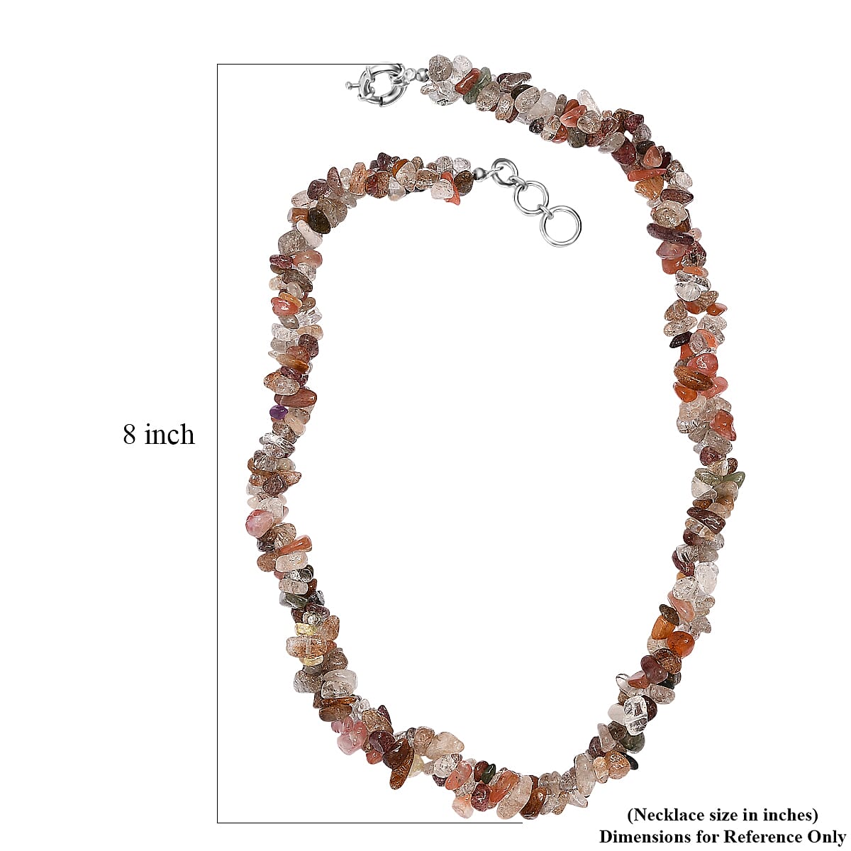 EverTrue Multi Rutilated Quartz 405.00 ctw Chips Necklace in Platinum Bond 20 Inches image number 5