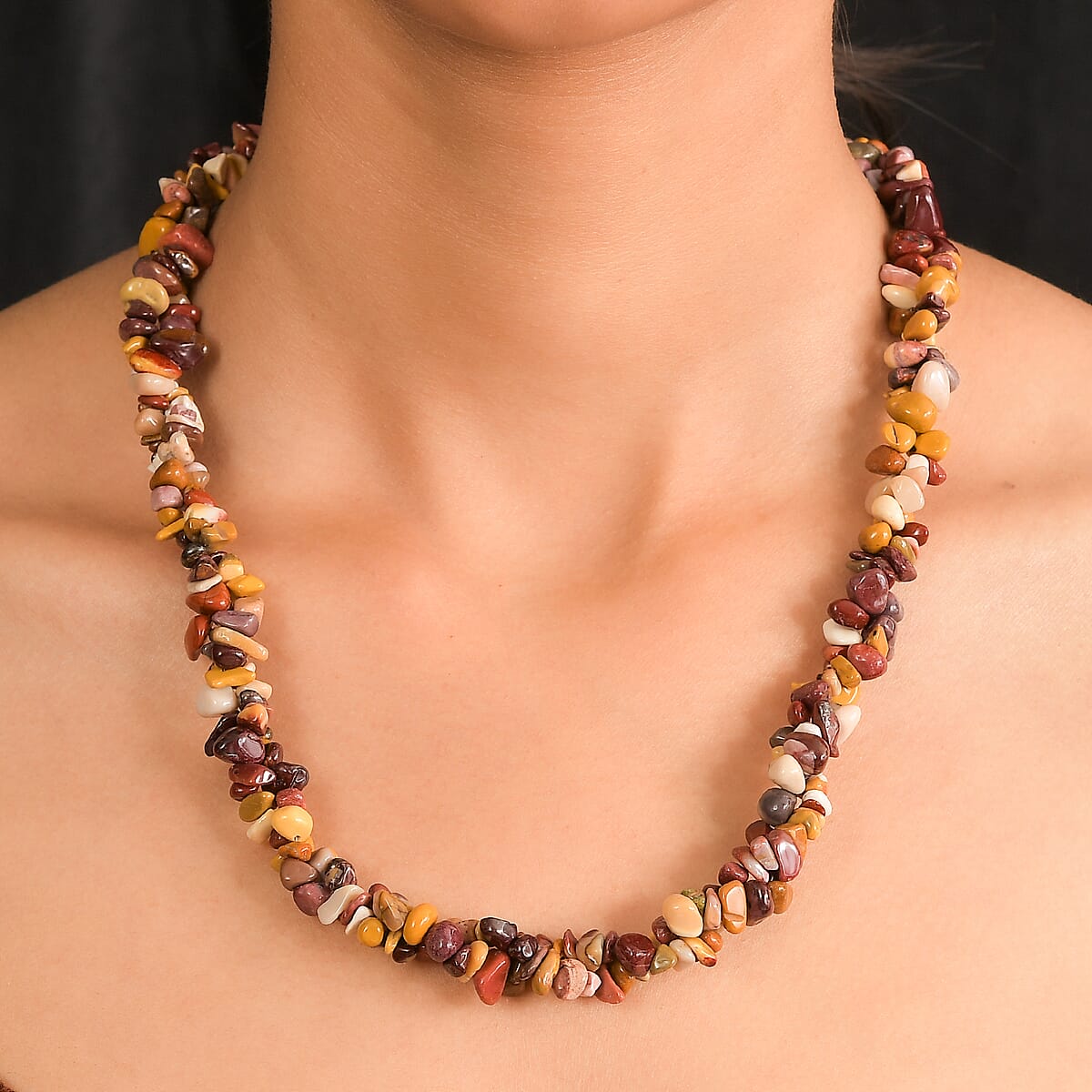 EverTrue Mookite 360.00 ctw Chips Necklace in Platinum Bond 20 Inches image number 2
