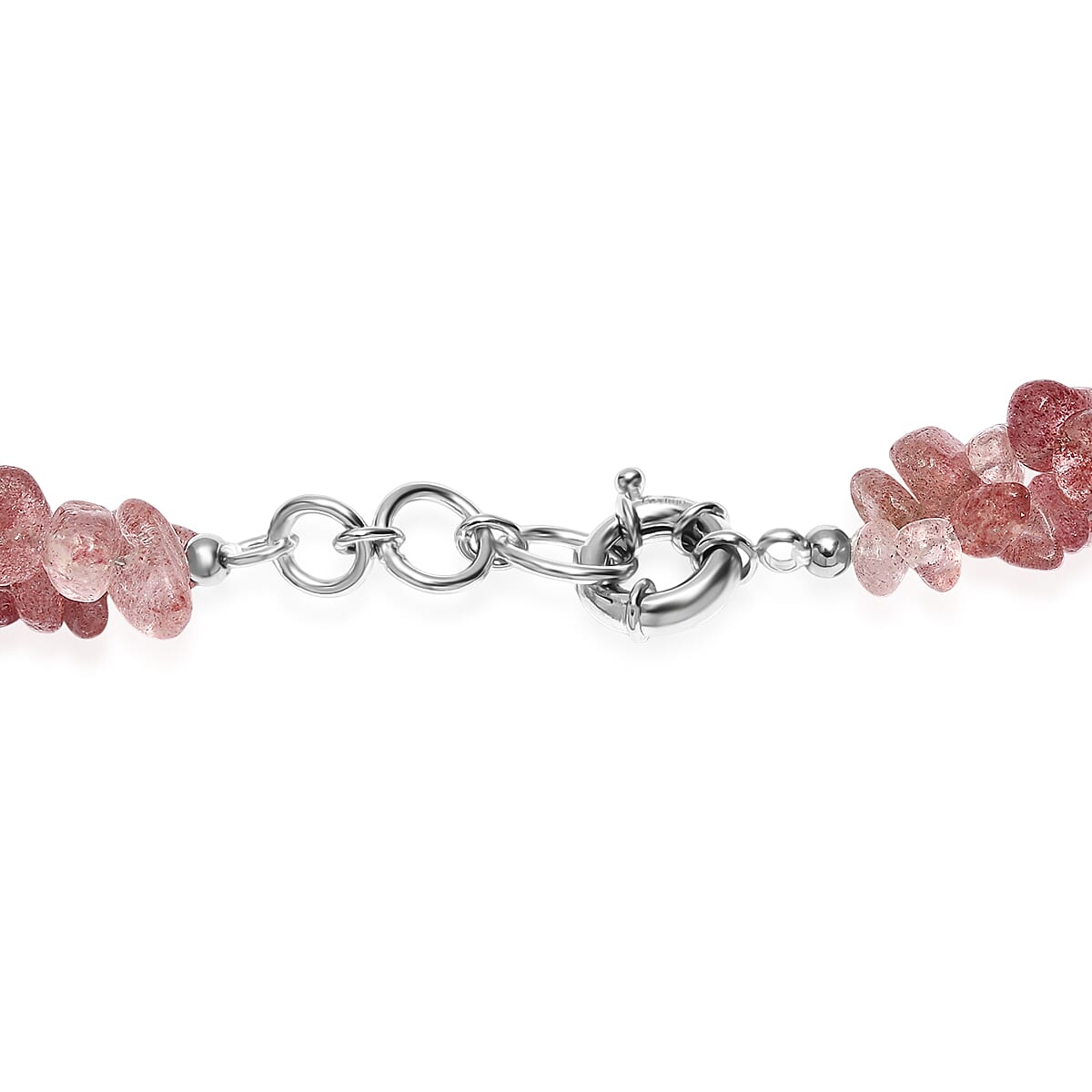 EverTrue Strawberry Quartz 380.00 ctw Chips Necklace in Platinum Bond 20 Inches image number 4