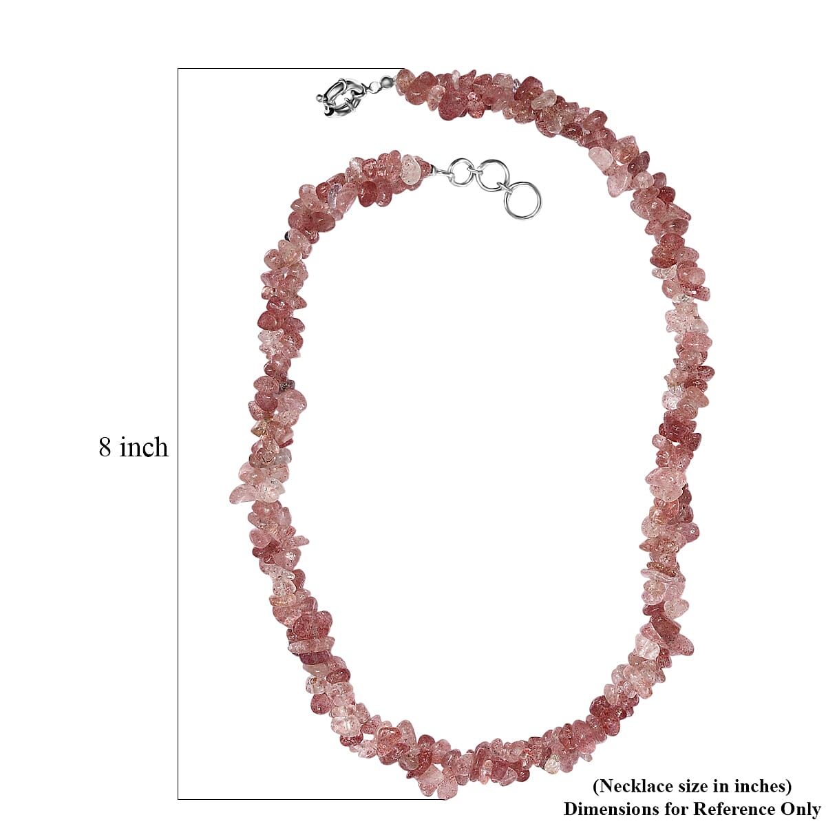EverTrue Strawberry Quartz 380.00 ctw Chips Necklace in Platinum Bond 20 Inches image number 5