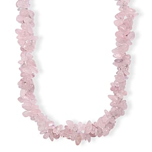 EverTrue Galilea Rose Quartz 380.00 ctw Chips Necklace in Platinum Bond 20 Inches