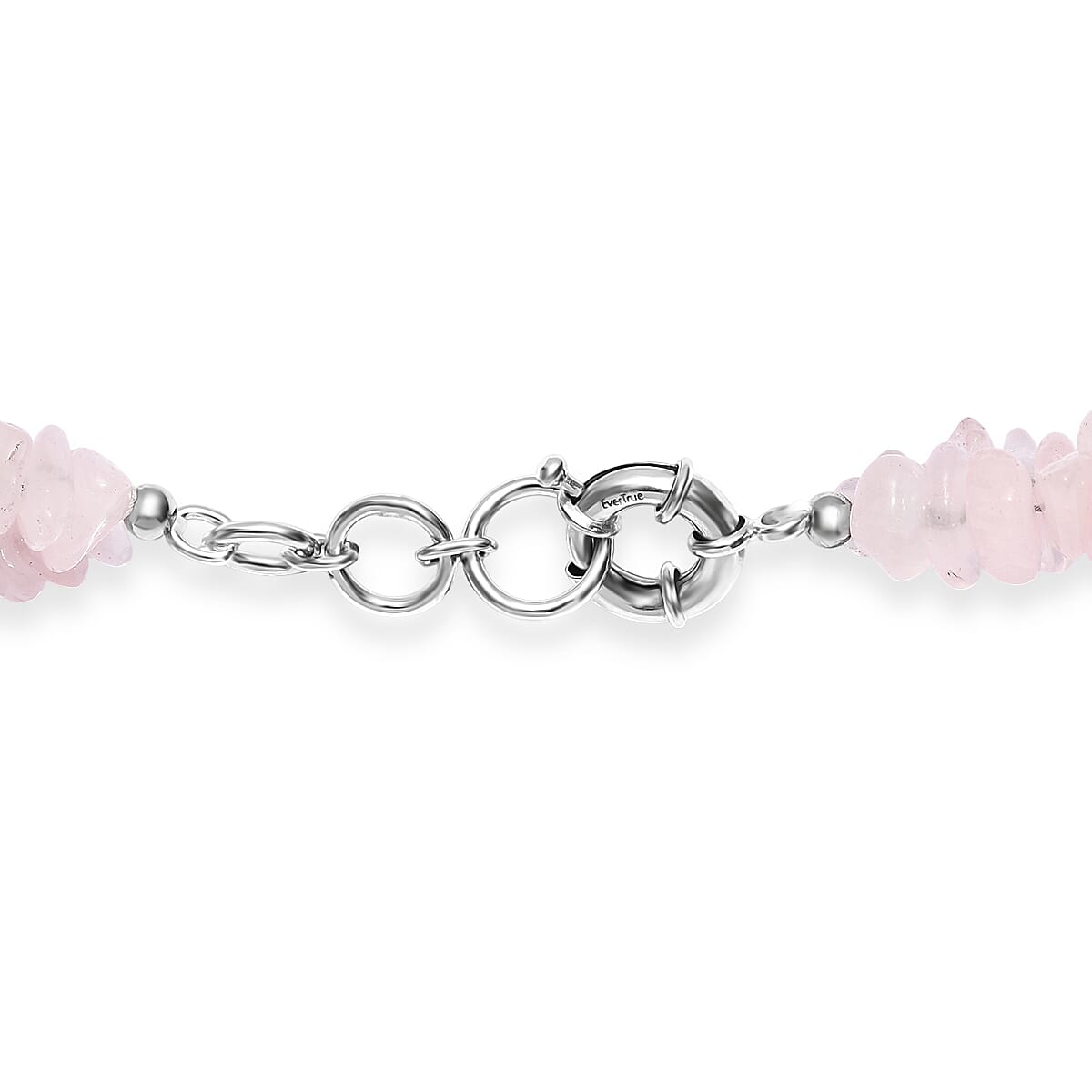 EverTrue Galilea Rose Quartz 380.00 ctw Chips Necklace in Platinum Bond 20 Inches