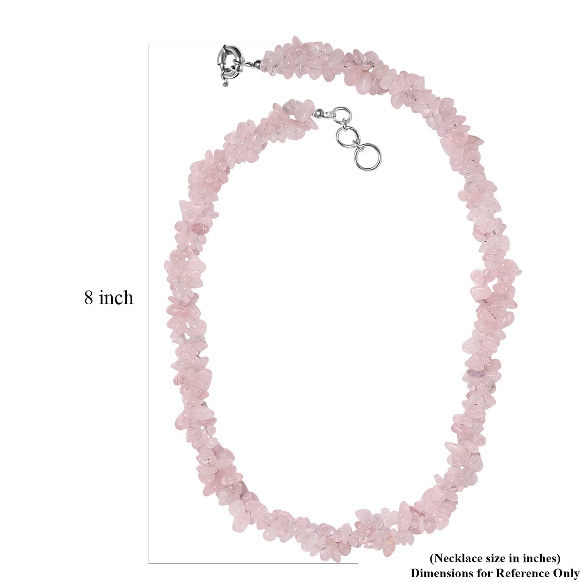 EverTrue Galilea Rose Quartz 380.00 ctw Chips Necklace in Platinum Bond 20 Inches