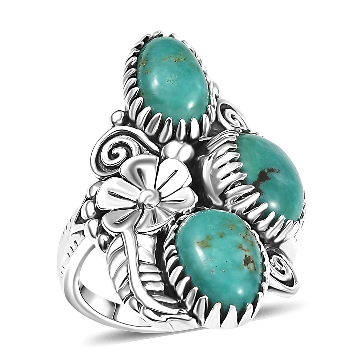 D'Joy Artisan Crafted Tahoe Naveda Turquoise 6.00 ctw Ring in Sterling Silver (Size 7.0) image number 0