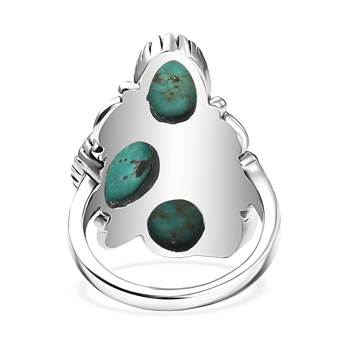 D'Joy Artisan Crafted Tahoe Naveda Turquoise 6.00 ctw Ring in Sterling Silver (Size 8.0) image number 4