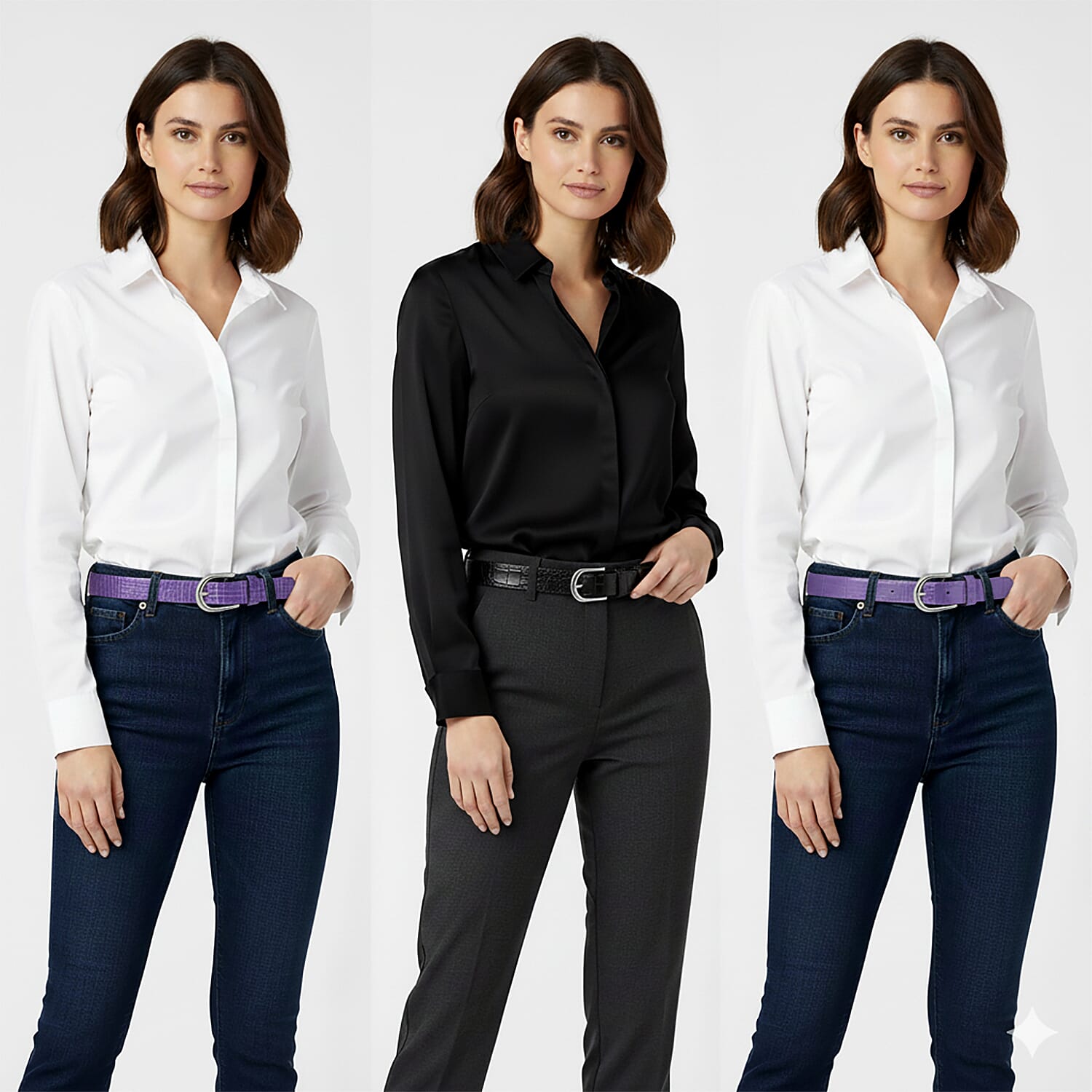 LA Marey Black Croco and Purple Python Genuine Leather Women's Set of 3 Belt (42 inches)
