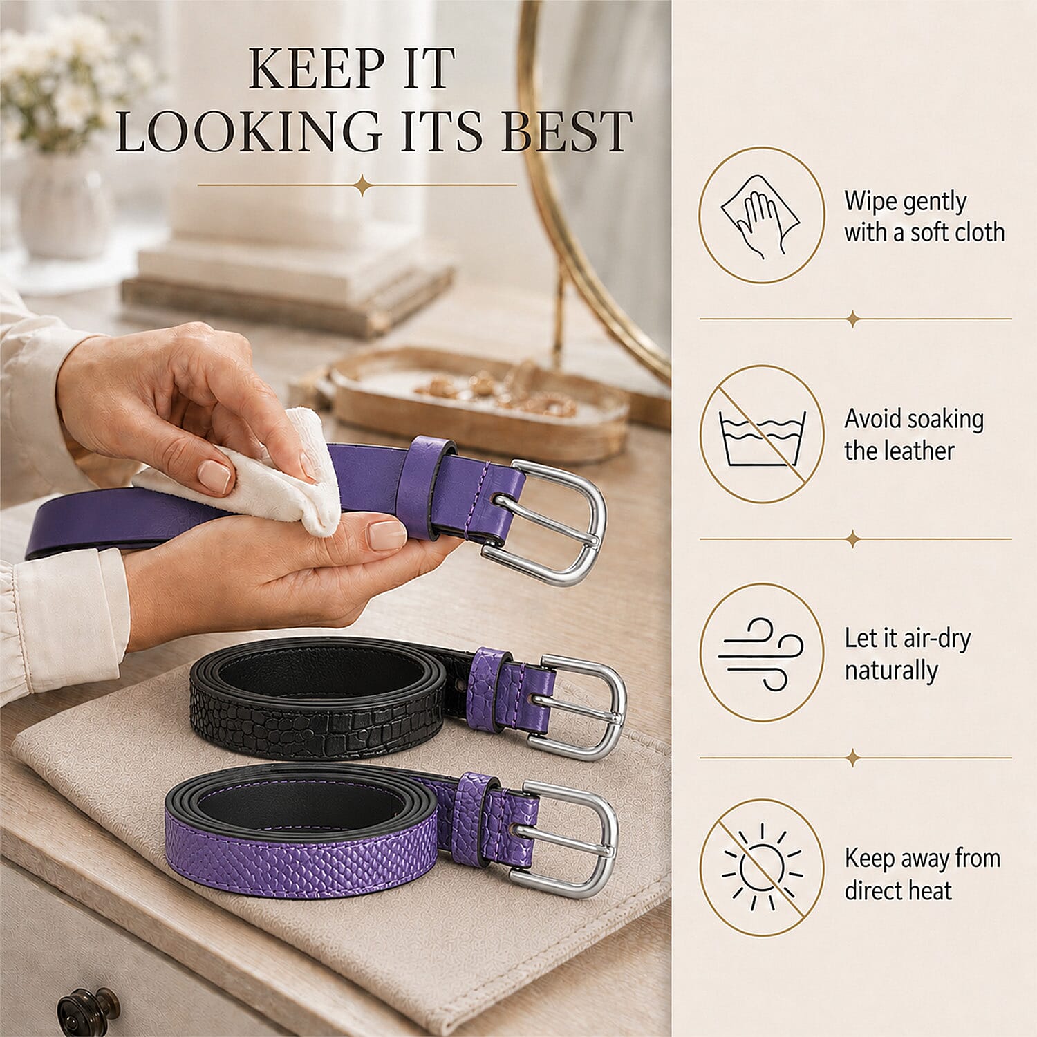 LA Marey Black Croco and Purple Python Genuine Leather Women's Set of 3 Belt (42 inches)
