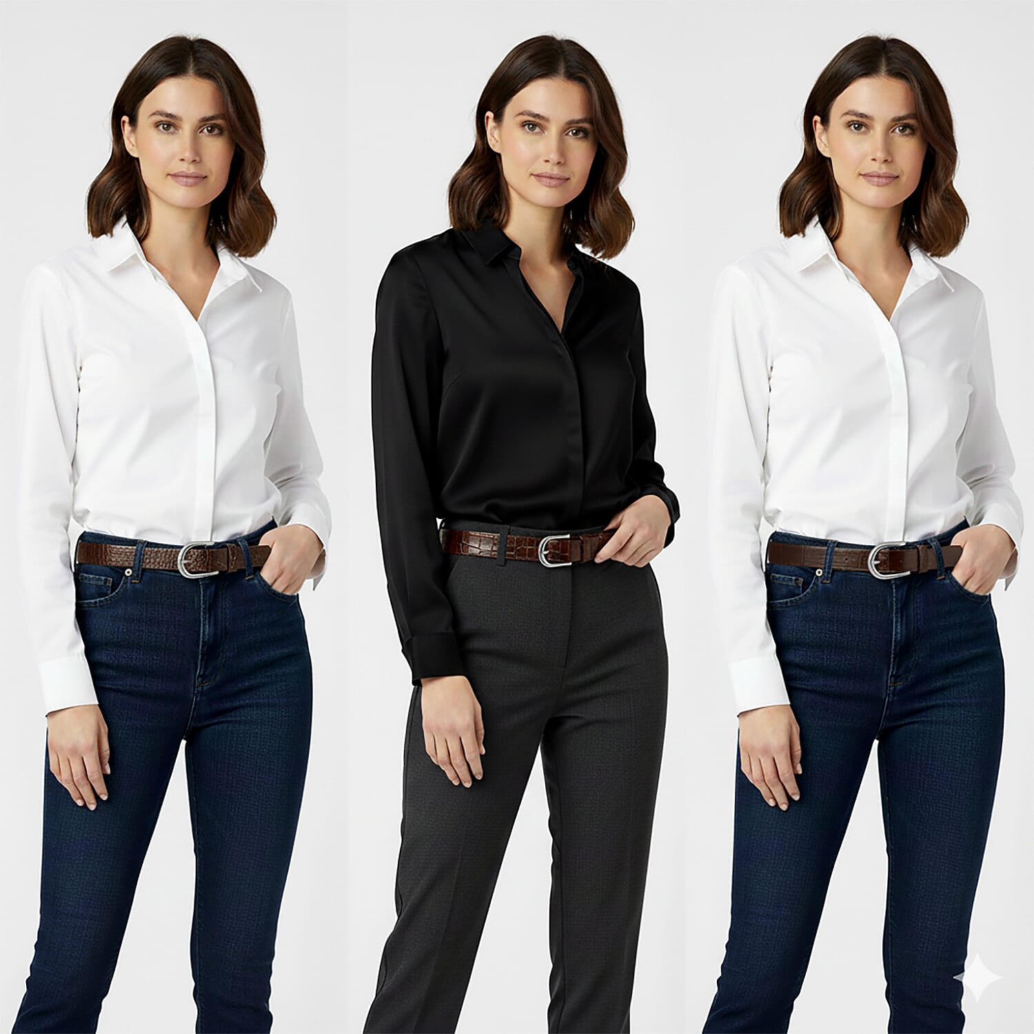 LA Marey Brown Croco and Python Genuine Leather Women's Set of 3 Belt (42 inches)