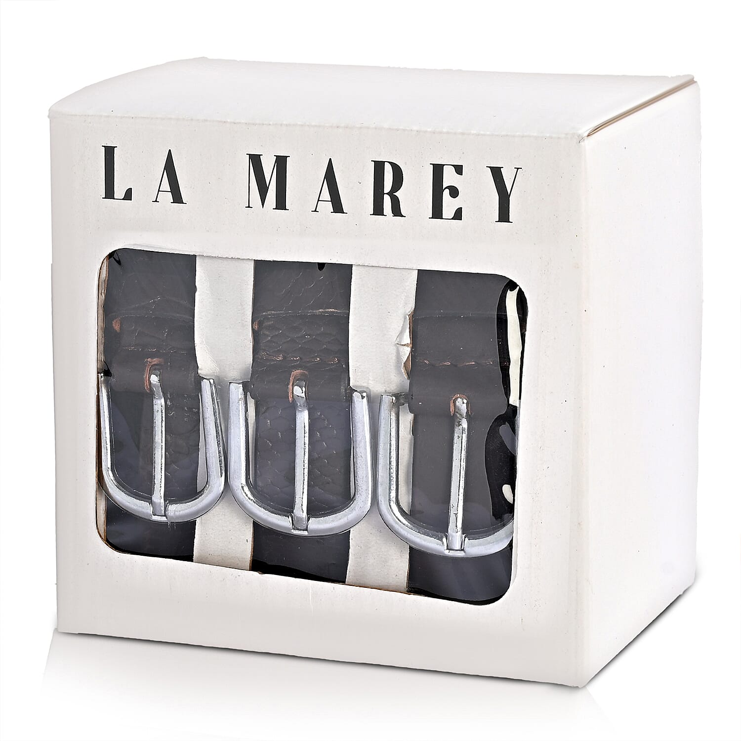 LA Marey Brown Croco and Python Genuine Leather Women's Set of 3 Belt (42 inches)