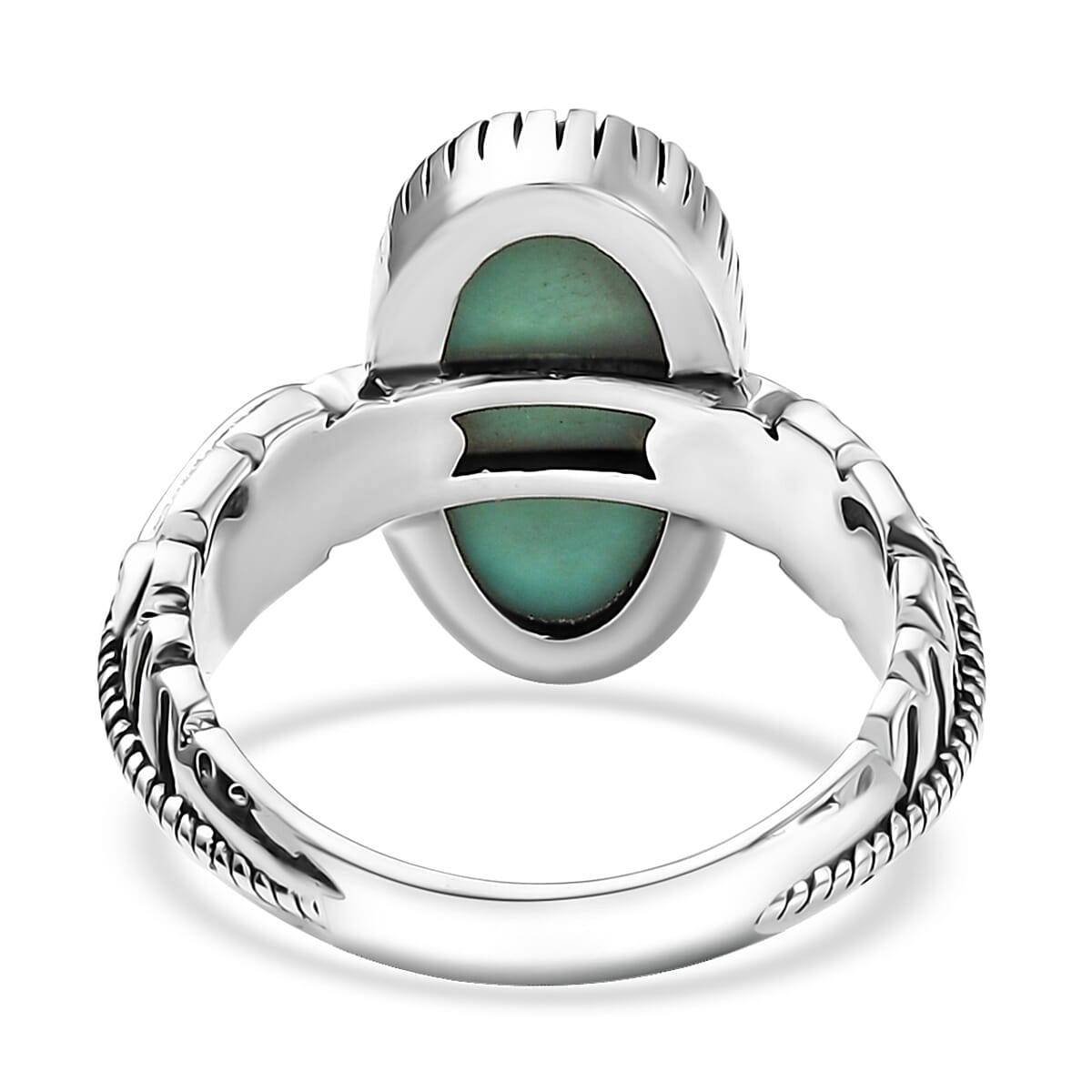 D'Joy Artisan Crafted Tahoe Naveda Turquoise 4.50 ctw Feather Ring in Sterling Silver (Size 7.0) image number 4