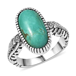 D'Joy Artisan Crafted Tahoe Nevada Turquoise 4.50 ctw Feather Ring in Sterling Silver (Size 8.0)