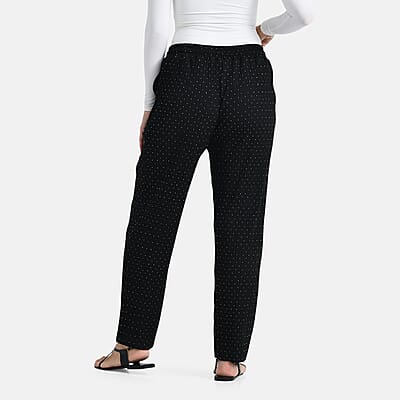 TAMSY Black Crystal Wide Leg Pant with Elastic Waist - One Size Fits Most