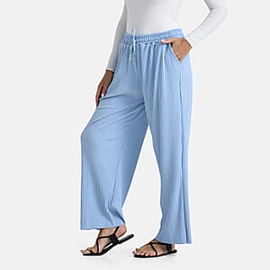 TAMSY Light Blue Crystal Wide Leg Pant with Elastic Waist - One Size Fits Most