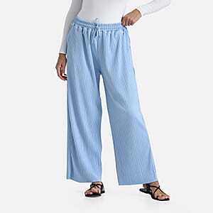 TAMSY Light Blue Crystal Wide Leg Pant with Elastic Waist - One Size Fits Most