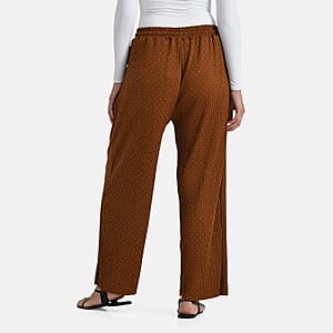 TAMSY Cognac Crystal Wide Leg Pant with Elastic Waist - One Size Fits Most